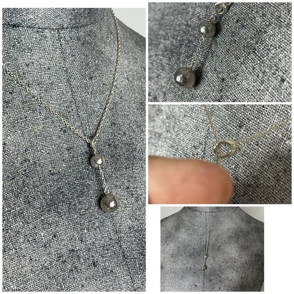 Talbots necklace costume jewelry silver layering silver tone  drop chain link - Picture 2 of 14